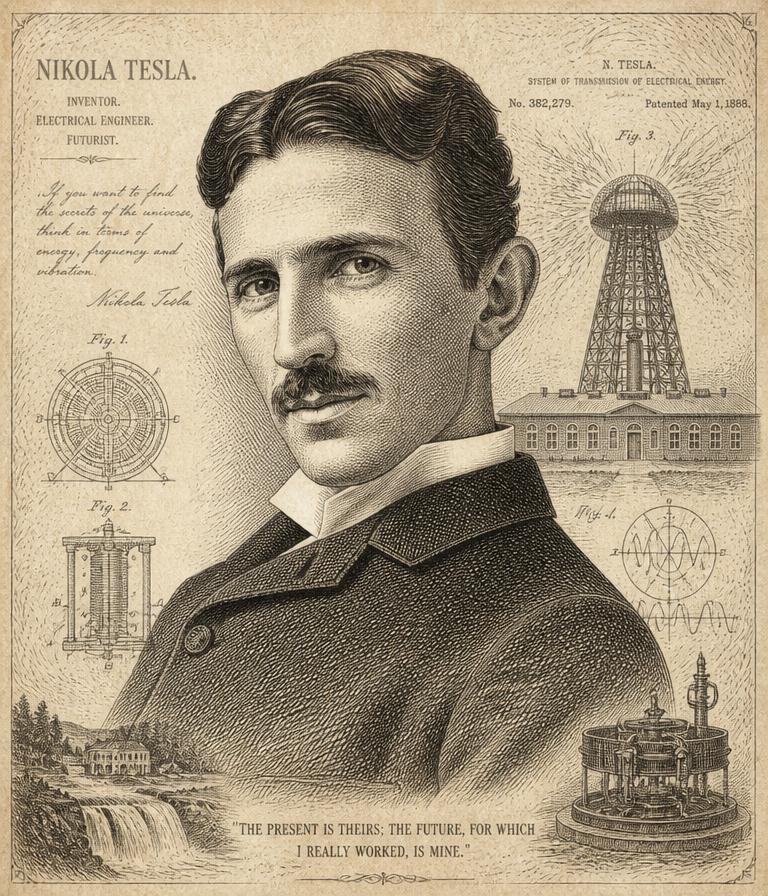 Retrato de Nikola Tesla